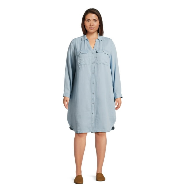 Women’s Plus Size Shirtdress with Long Sleeves