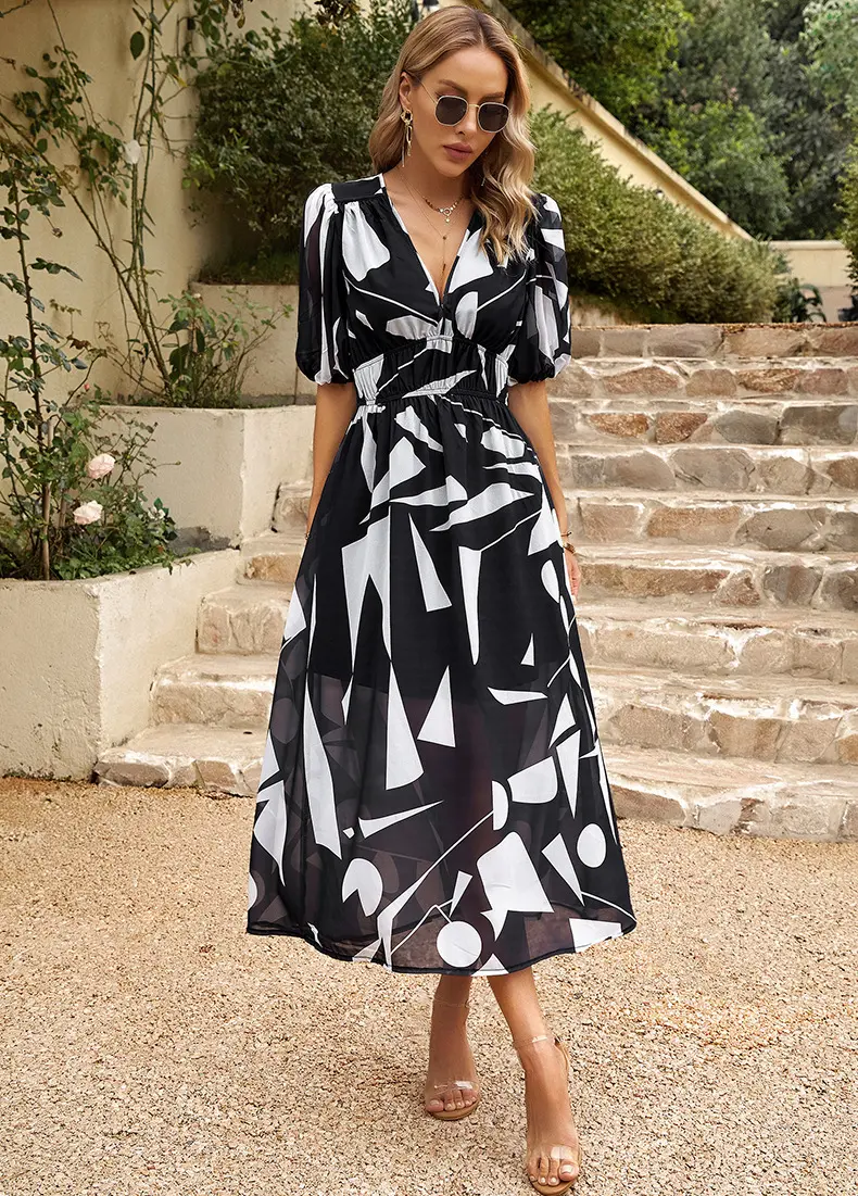 🎁Hot Sale 49% OFF⏳Elegant waist V-neck Floral Printed Dress