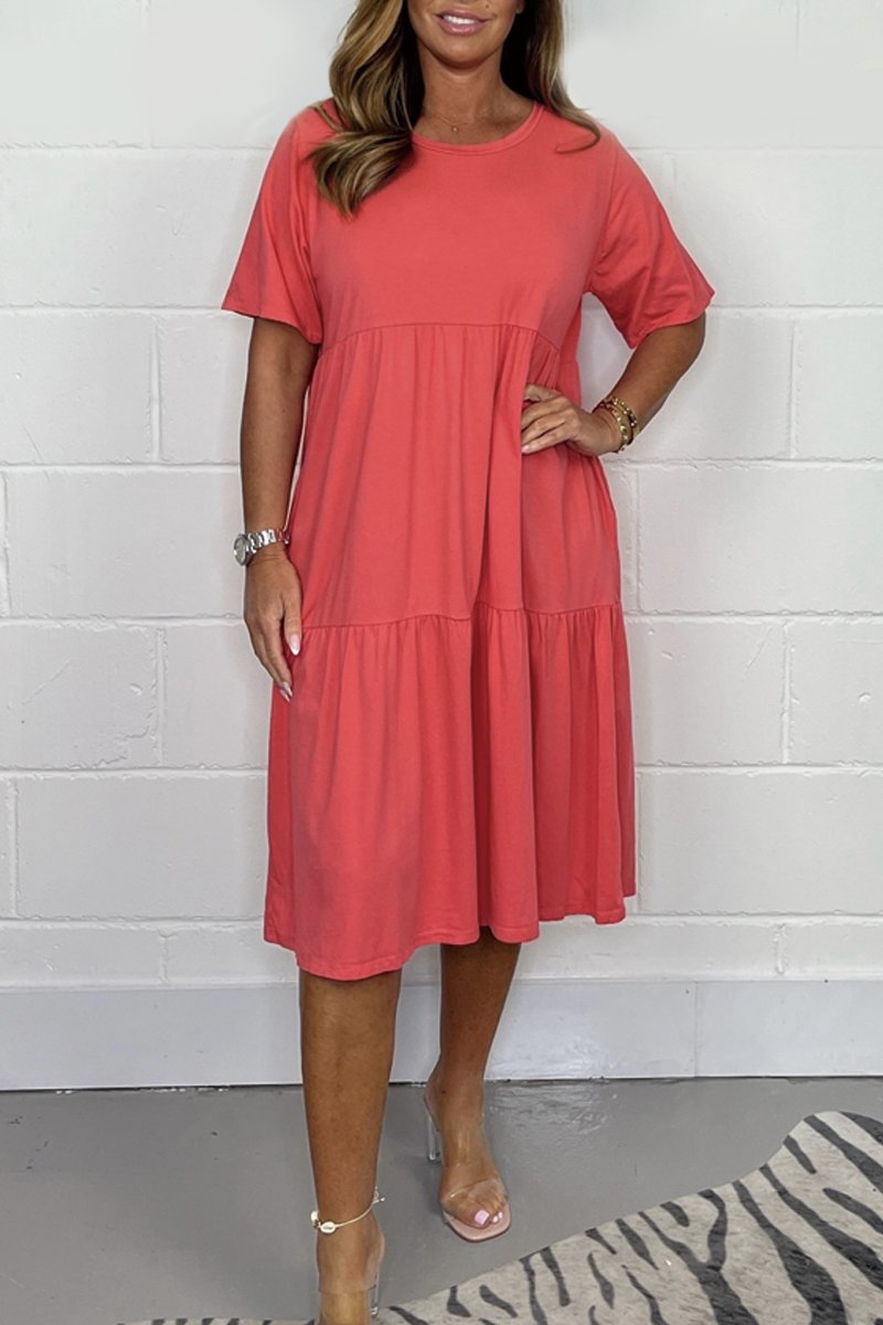 Coral T Shirt Smock Dress
