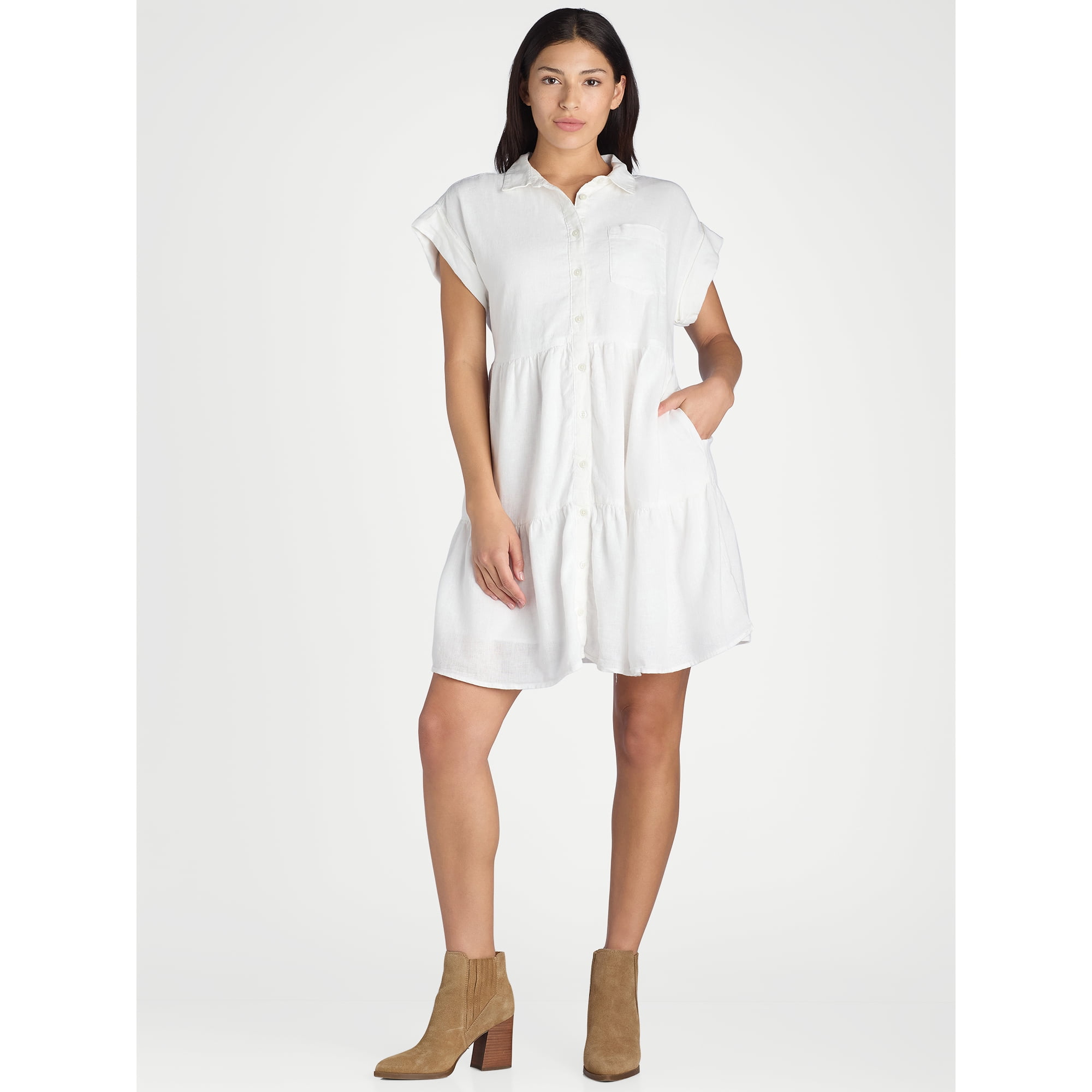 Women's Tiered Mini Shirt Dress