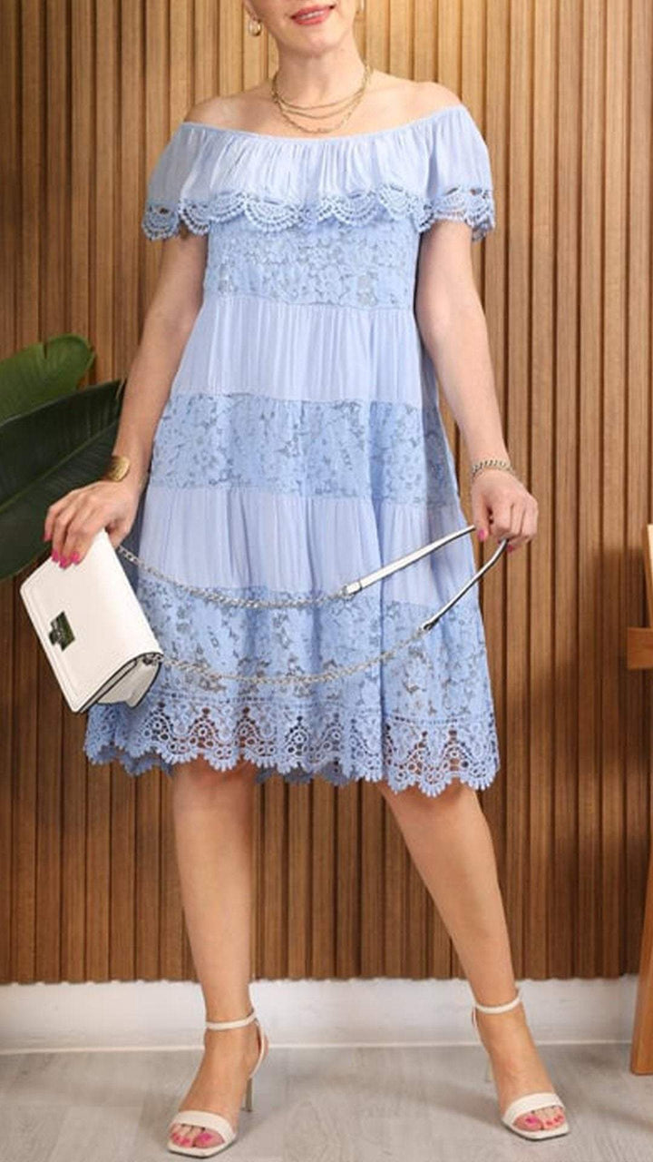 Women's Round Neck Short Sleeve Lace Patchwork Dress (Buy 2 Free Shipping)