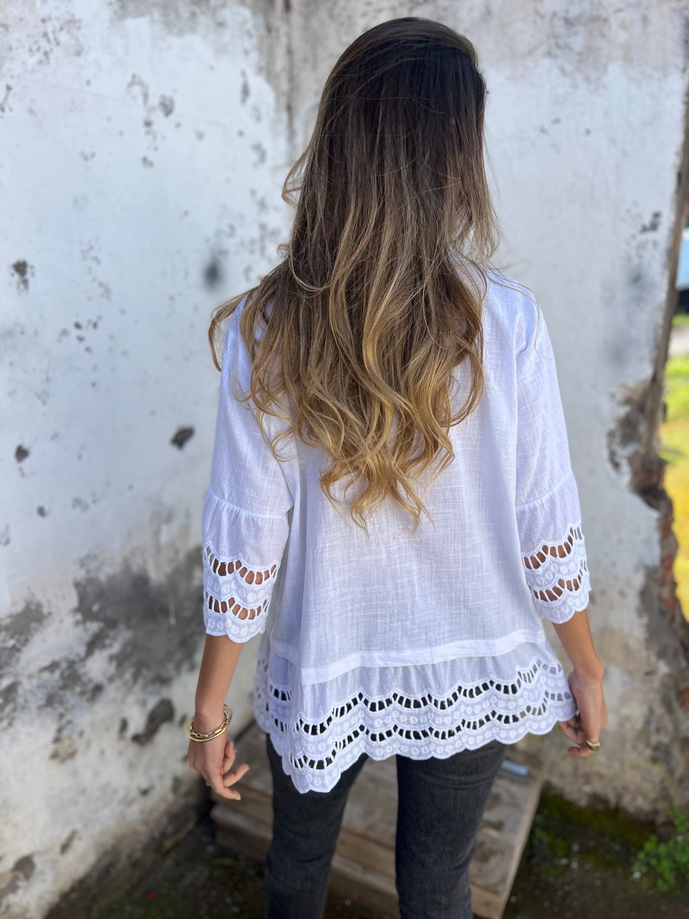 Flare Sleeve Embroidered Shirt