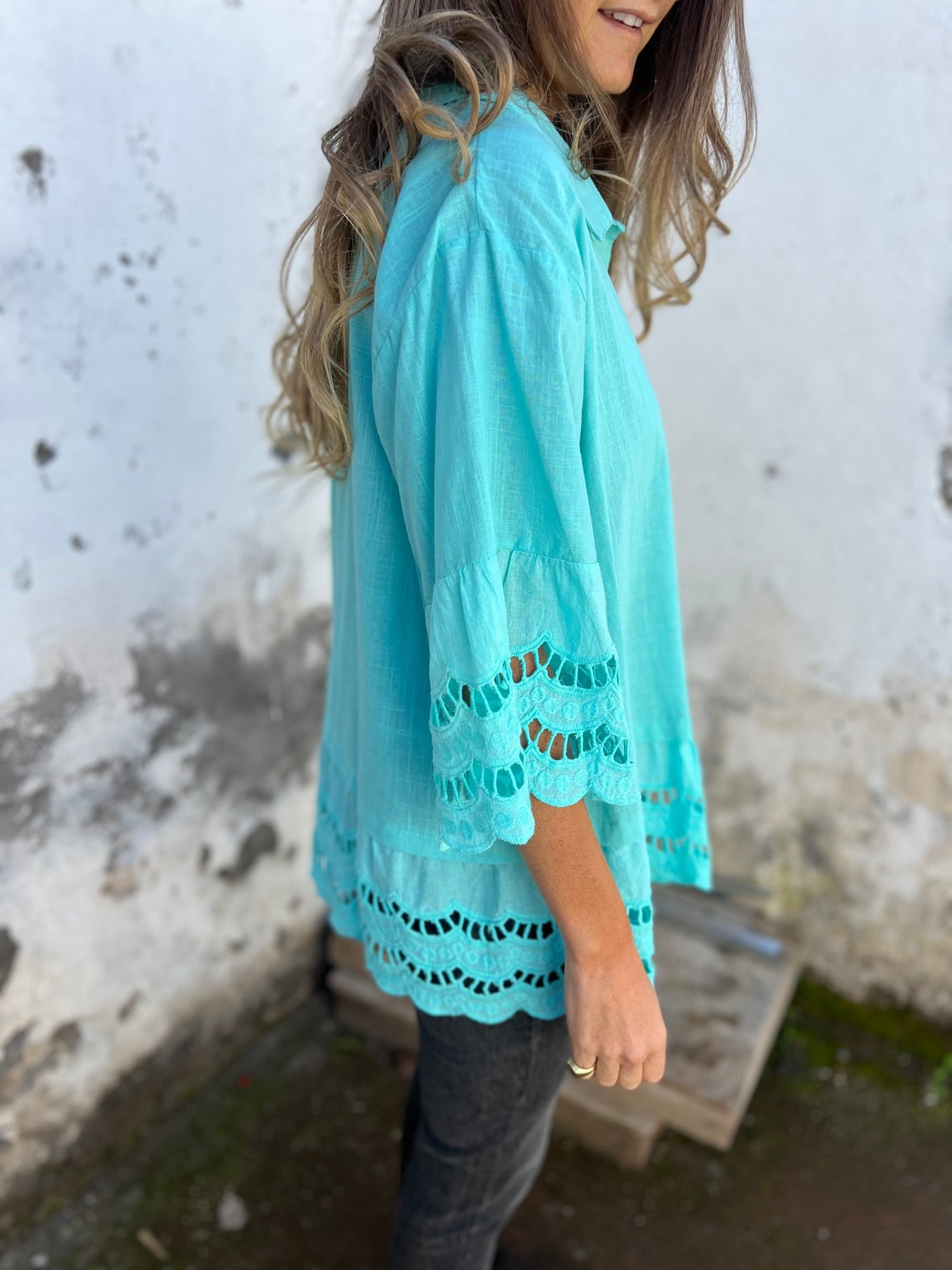 Flare Sleeve Embroidered Shirt