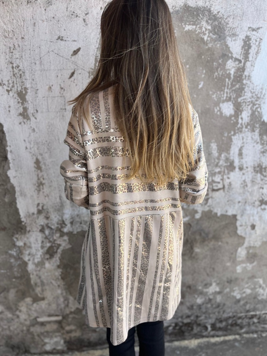 Gold Leopard Detail Pocket Coat