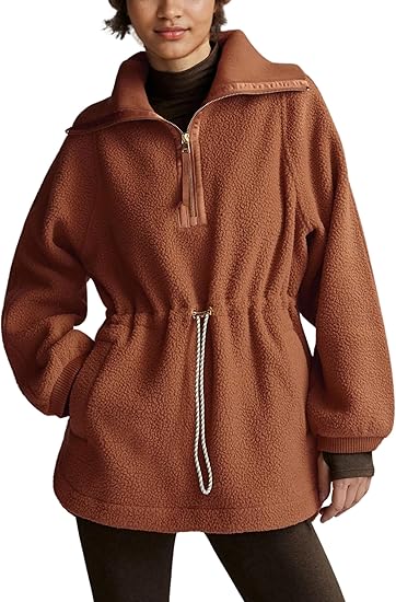 Women's Half Zip Pullover Fuzzy Sweater