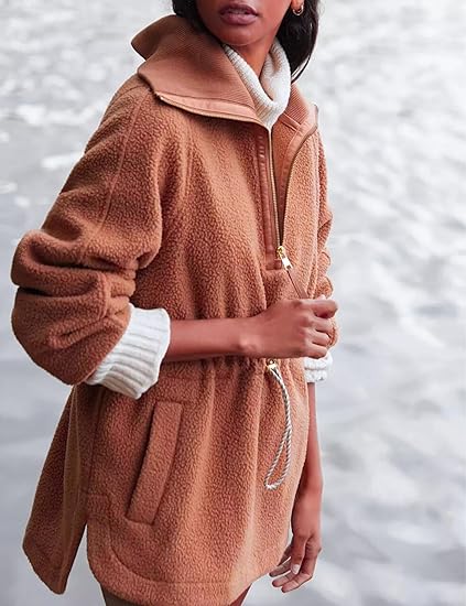 Women's Half Zip Pullover Fuzzy Sweater