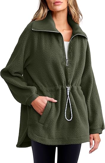 Women's Half Zip Pullover Fuzzy Sweater