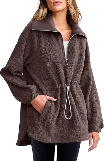 Women's Half Zip Pullover Fuzzy Sweater