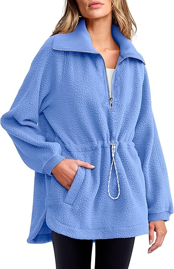 Women's Half Zip Pullover Fuzzy Sweater