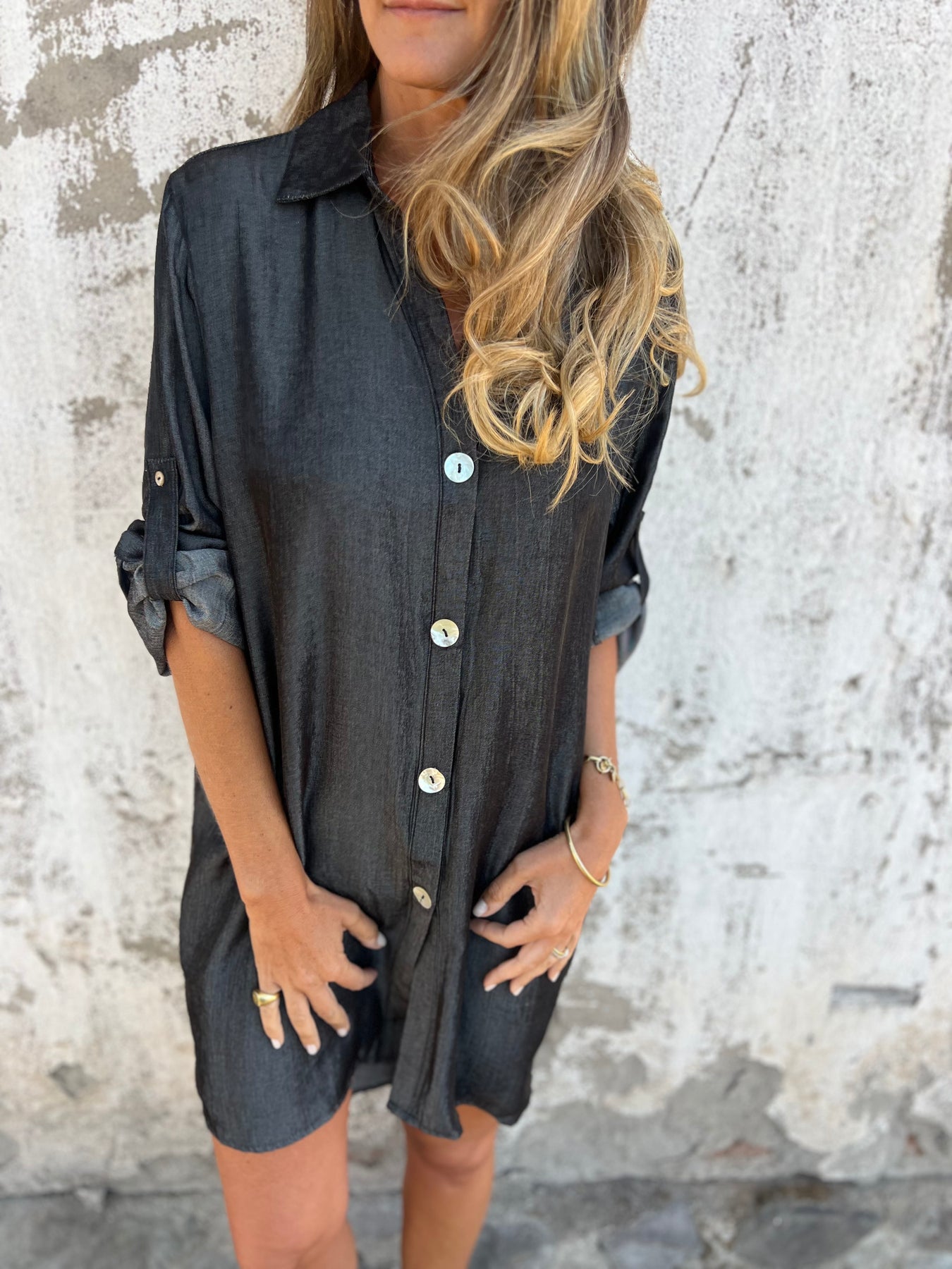Women's Solid Color Cotton and Linen Buttoned Shirt