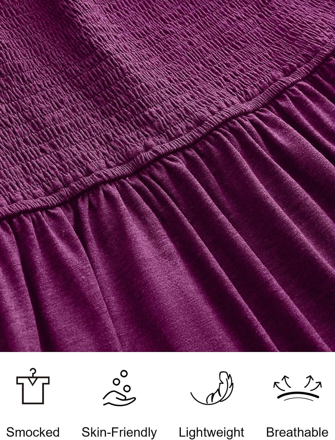 Women’s Summer Maxi Dress Square Neck Ruffle Sleeveless Smocked Tiered Casual Beach Sundress with Pockets