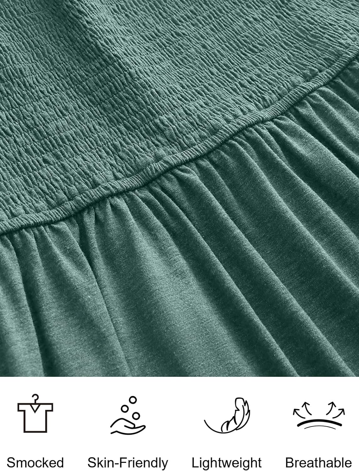 Women’s Summer Maxi Dress Square Neck Ruffle Sleeveless Smocked Tiered Casual Beach Sundress with Pockets