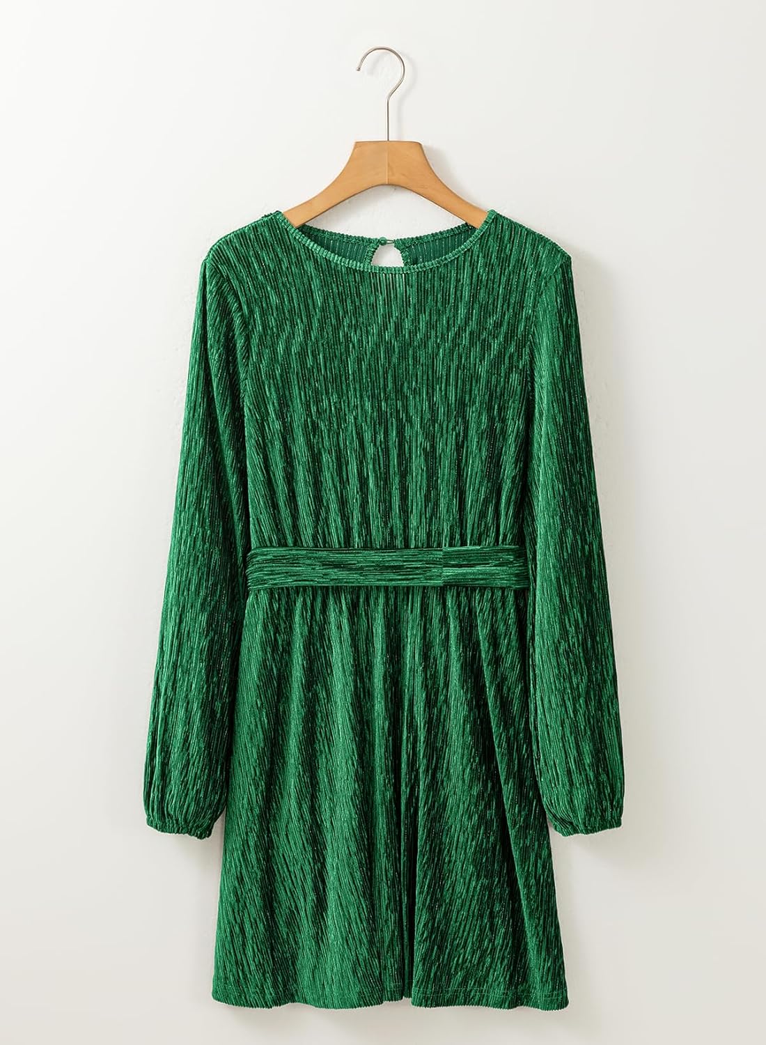 Women's Velvet Lantern Sleeve High Waist Dress