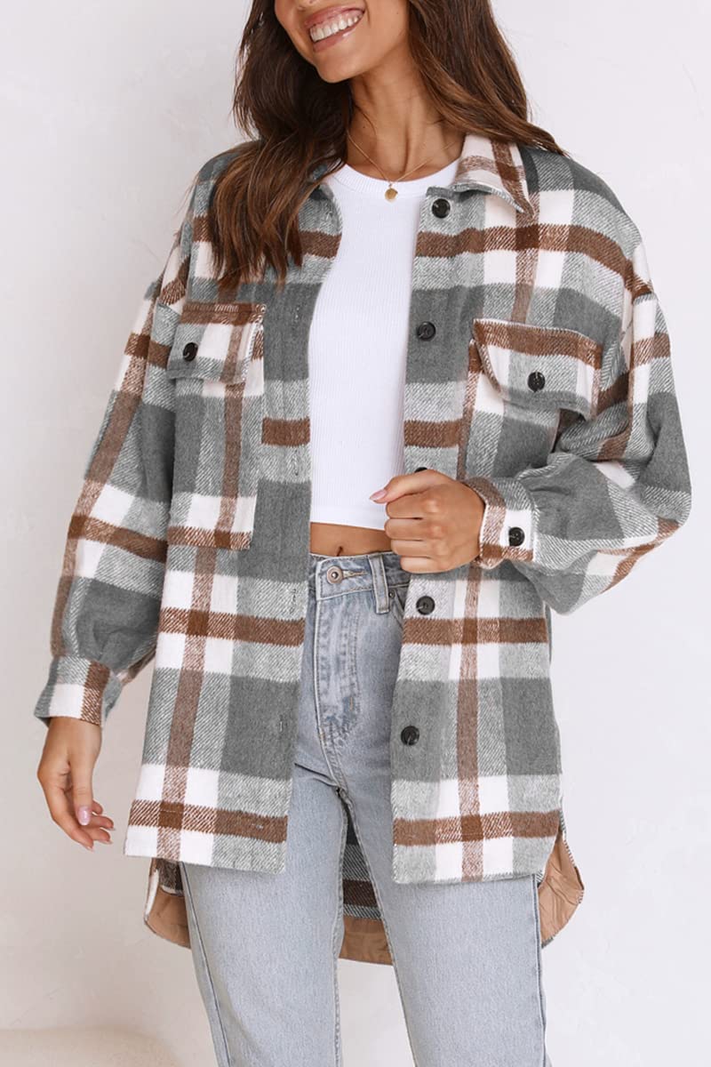 Women's Fall Flannel Plaid Button Down Long Sleeve Shirts Jackets (BUY 2 FREE SHIPPING)