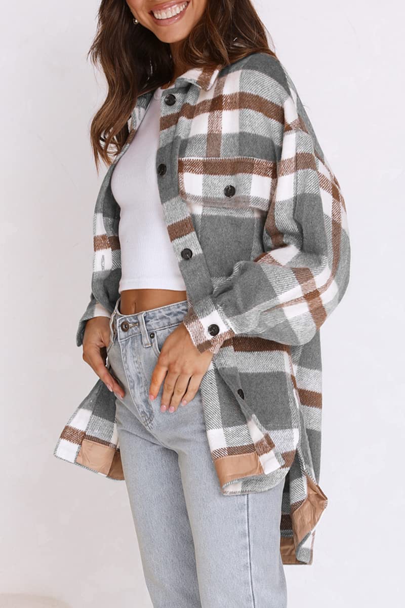 Women's Fall Flannel Plaid Button Down Long Sleeve Shirts Jackets (BUY 2 FREE SHIPPING)