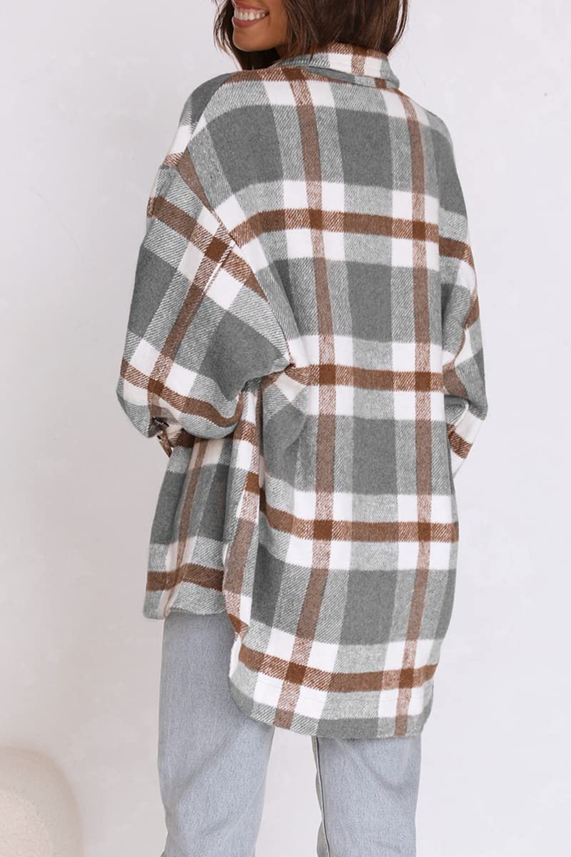 Women's Fall Flannel Plaid Button Down Long Sleeve Shirts Jackets (BUY 2 FREE SHIPPING)