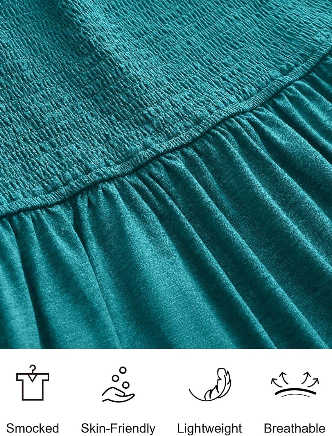 Women’s Summer Maxi Dress Square Neck Ruffle Sleeveless Smocked Tiered Casual Beach Sundress with Pockets