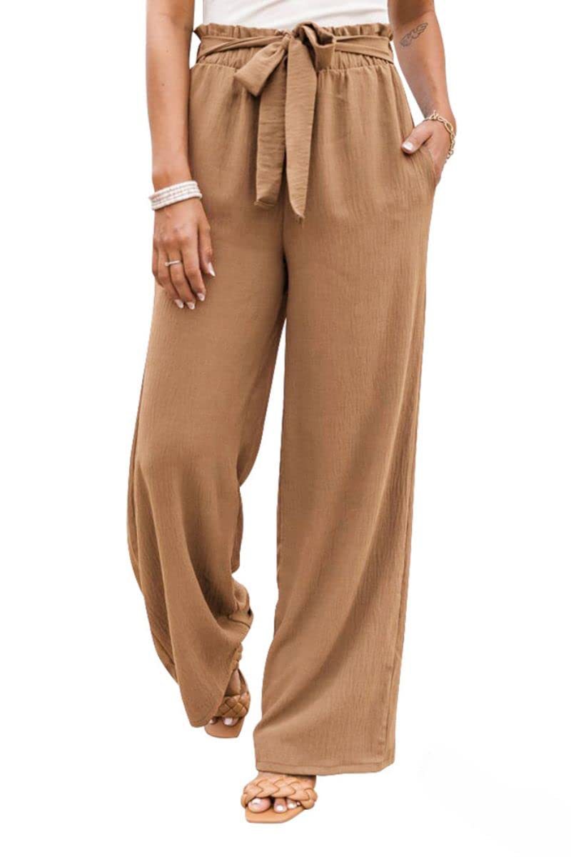 LOOSE FITTING WIDE LEG PANTS WITH WAISTBAND