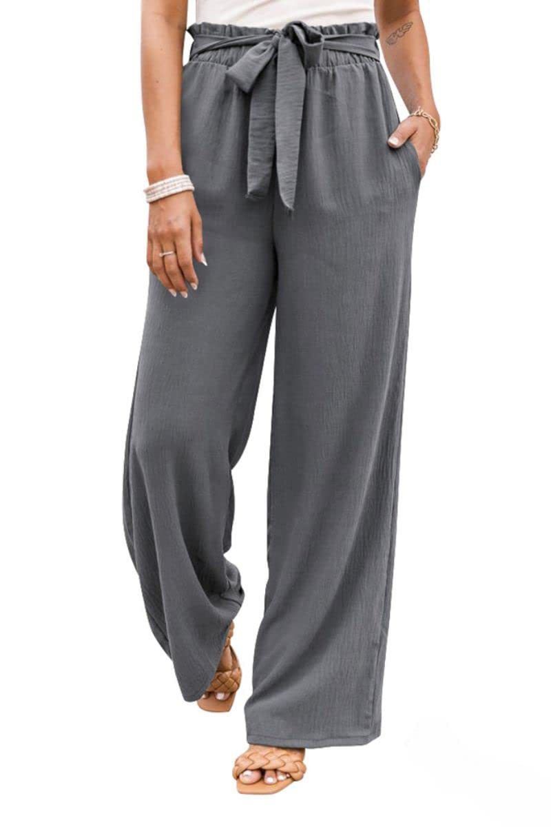 LOOSE FITTING WIDE LEG PANTS WITH WAISTBAND