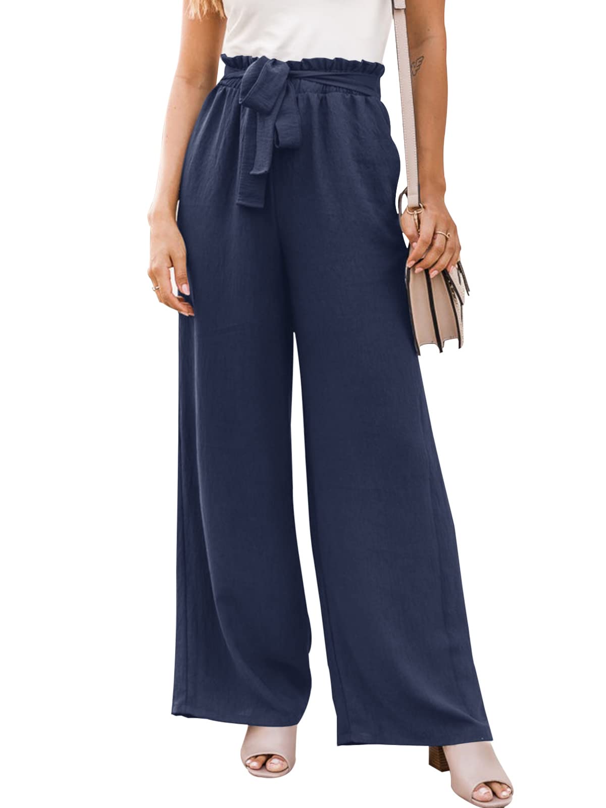 LOOSE FITTING WIDE LEG PANTS WITH WAISTBAND