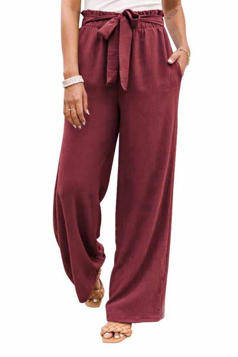LOOSE FITTING WIDE LEG PANTS WITH WAISTBAND