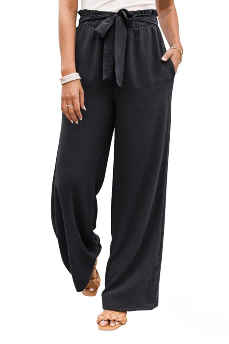 LOOSE FITTING WIDE LEG PANTS WITH WAISTBAND