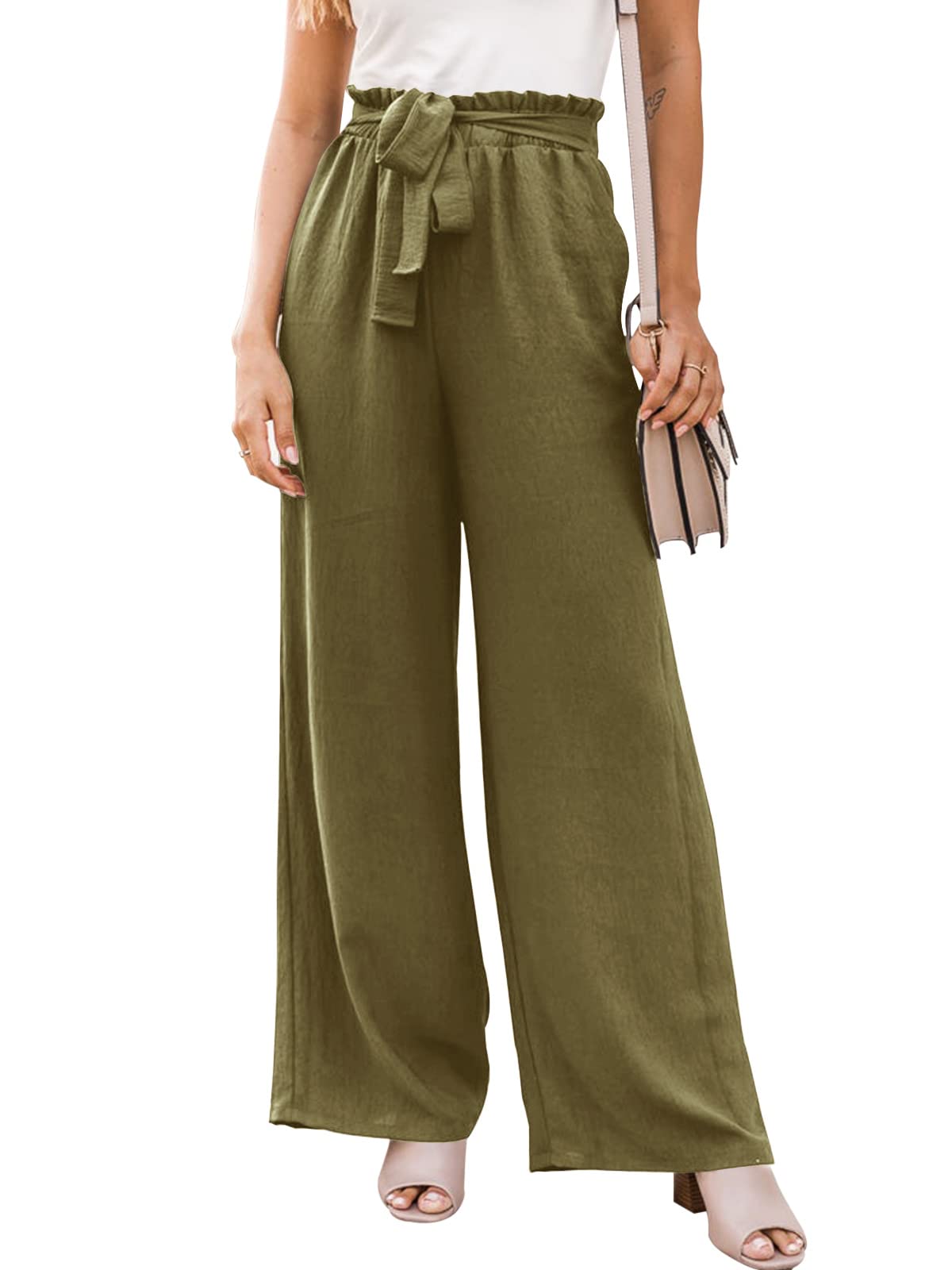 LOOSE FITTING WIDE LEG PANTS WITH WAISTBAND