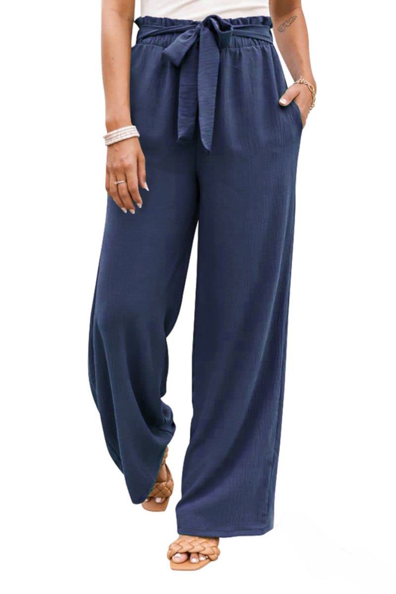 LOOSE FITTING WIDE LEG PANTS WITH WAISTBAND