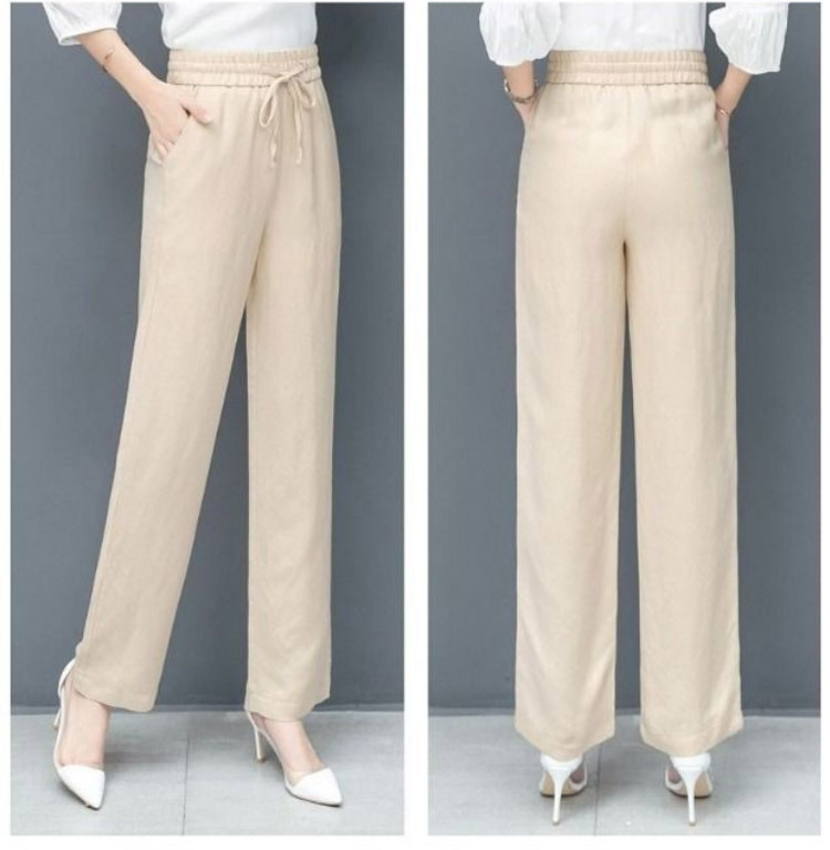 High waist loose ice silk pants