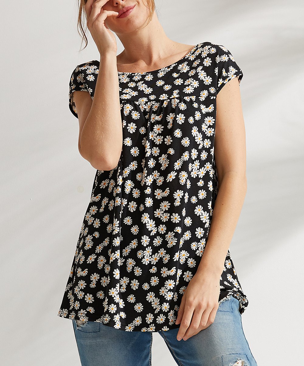 Floral And Dotted T-shirt