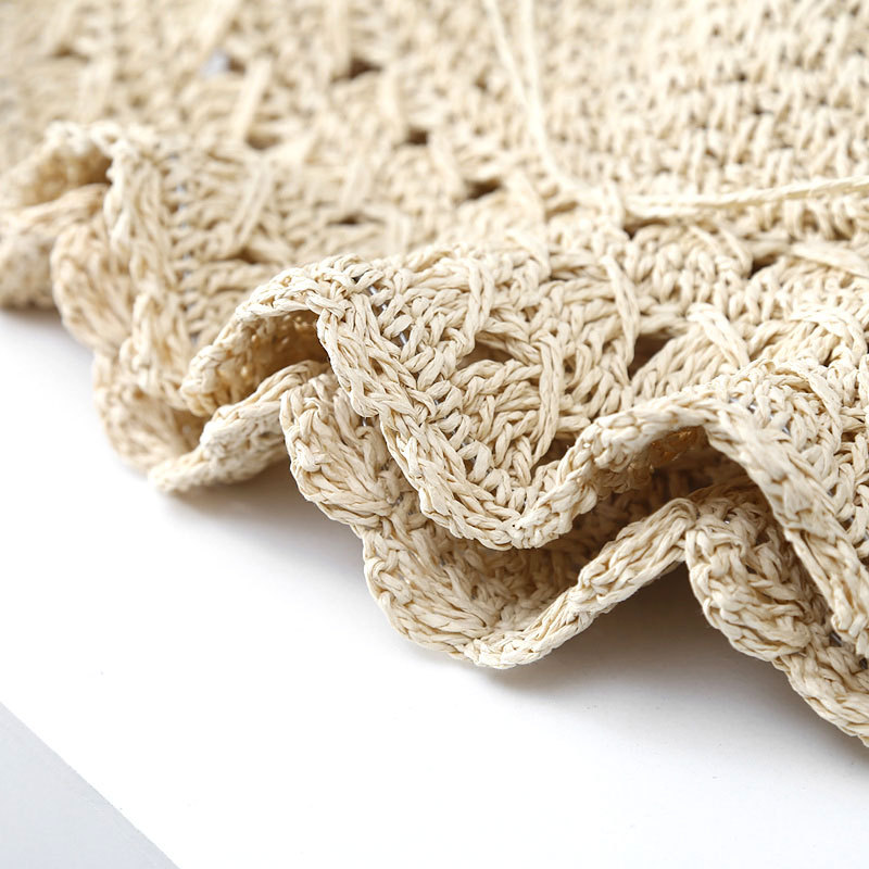 👒Elegant Crochet Straw Hat with Ruffle Detail - Perfect for Summer Travel and Beach Days🏖️