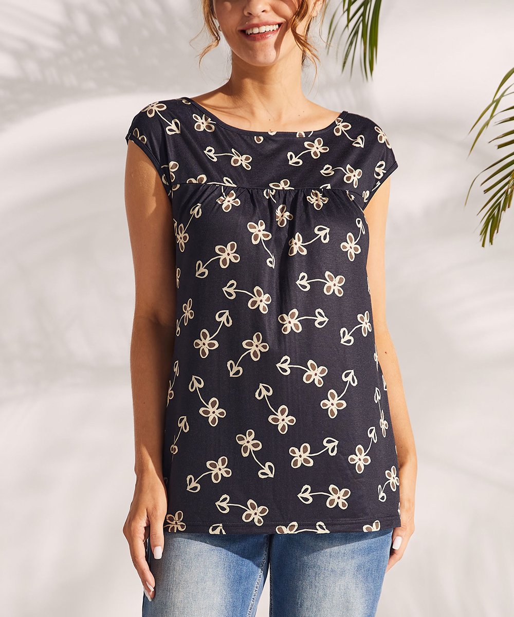 Floral And Dotted T-shirt