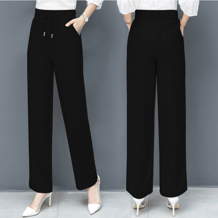 High waist loose ice silk pants