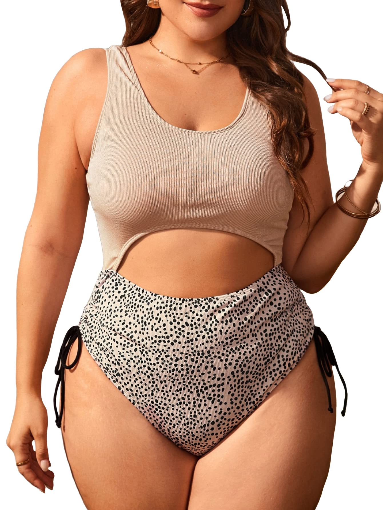 Women's Dalmatian Print  High Waist One Piece Swimsuit Bathing Suit