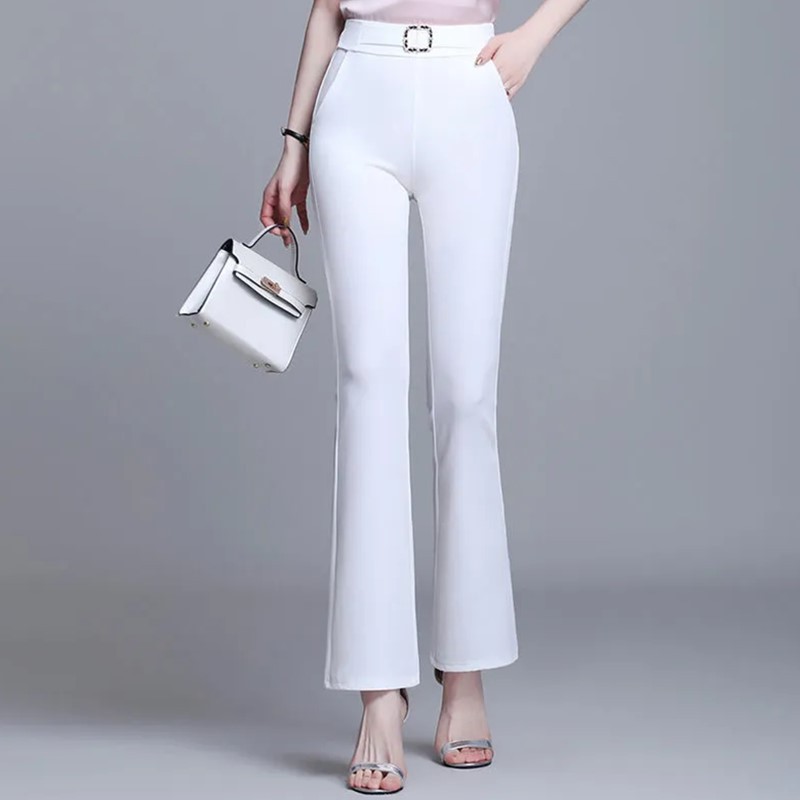 High waist drapey ice silk thin micro flare pants