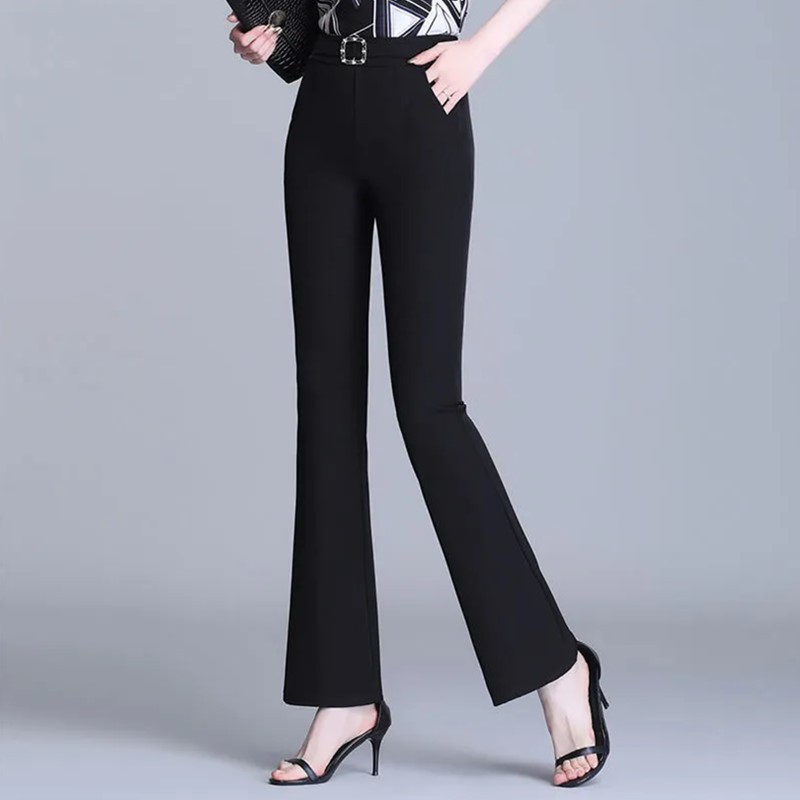 High waist drapey ice silk thin micro flare pants