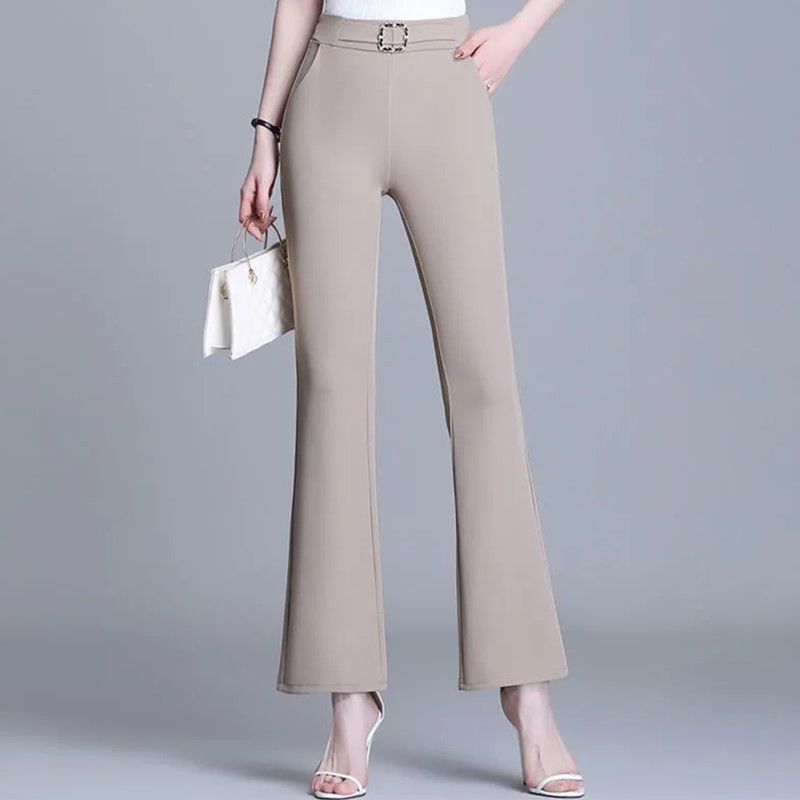 High waist drapey ice silk thin micro flare pants