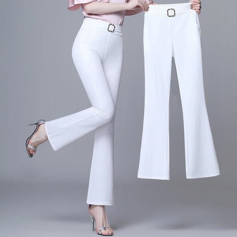 High waist drapey ice silk thin micro flare pants