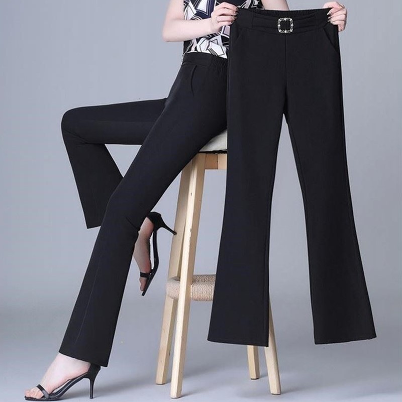 High waist drapey ice silk thin micro flare pants