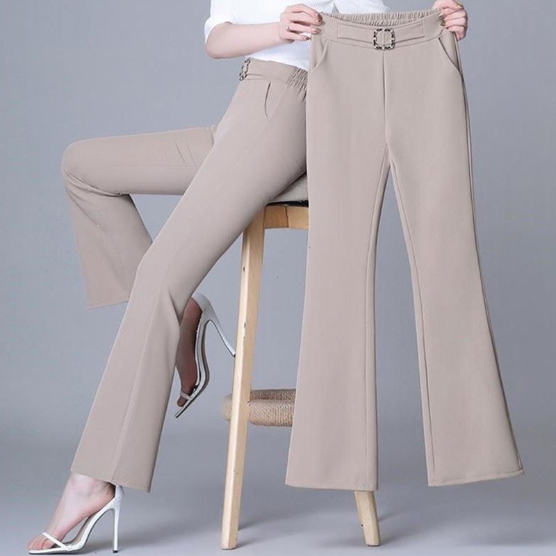 High waist drapey ice silk thin micro flare pants