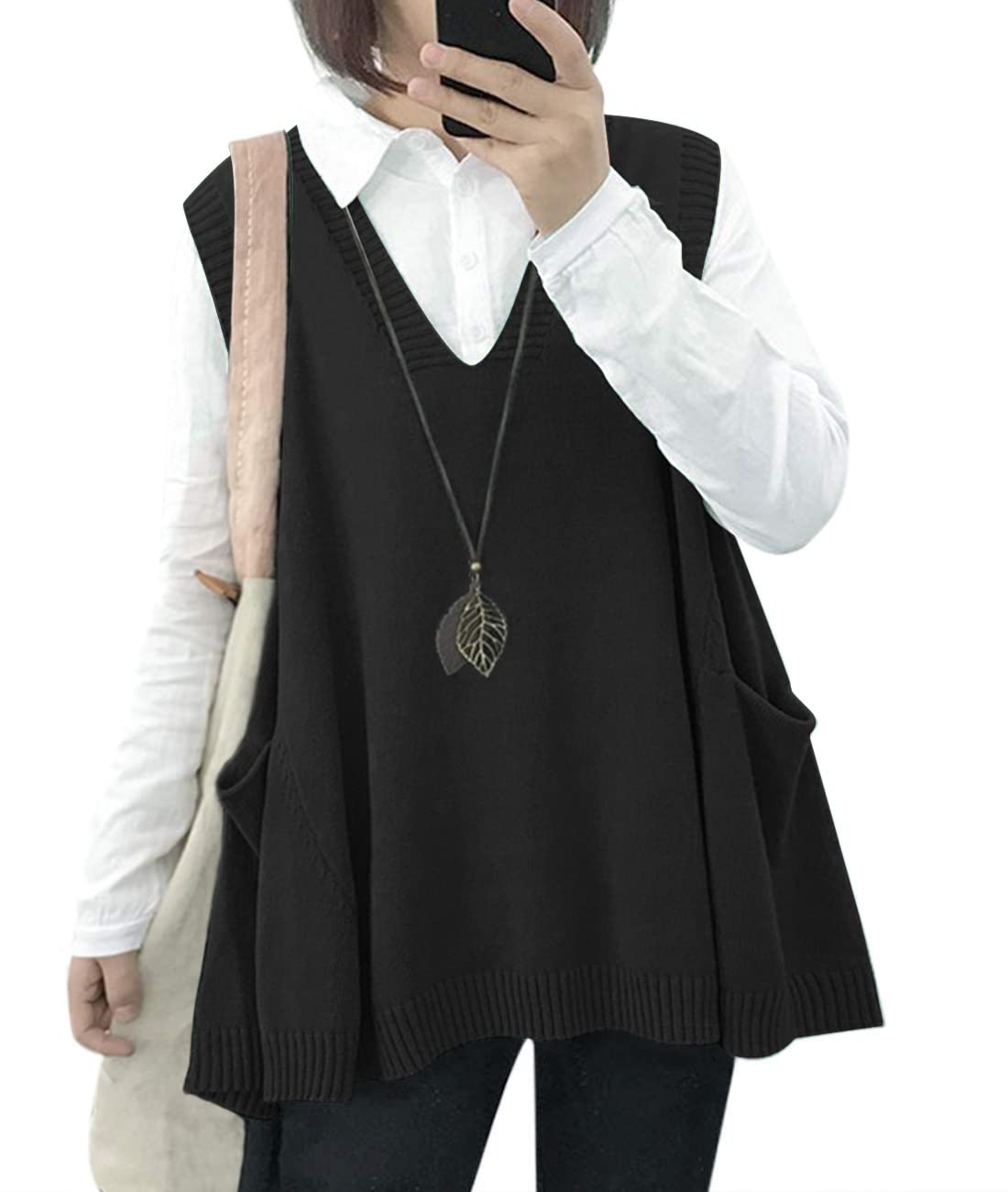 2024 New Women's Loose Swing Cute Oversized Knit Sweater Vest (Buy 2 Free Shipping)