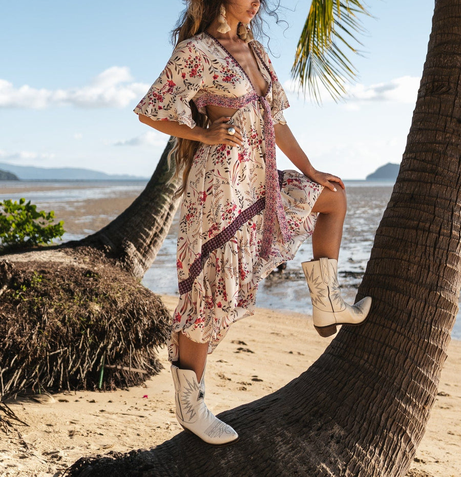 Boho High-Low Midi Dress