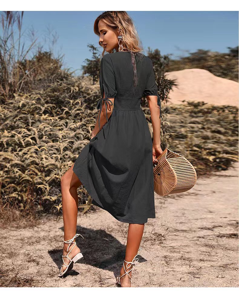 High Quality Wrinkled Patchwork Cotton Dress Spring