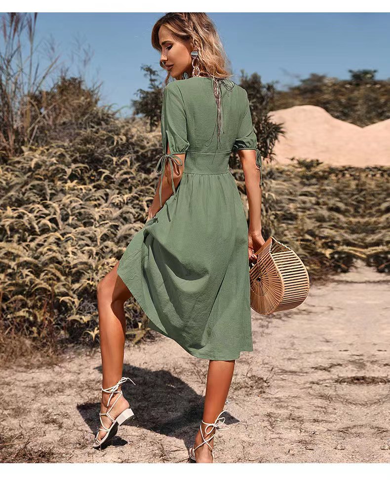 High Quality Wrinkled Patchwork Cotton Dress Spring