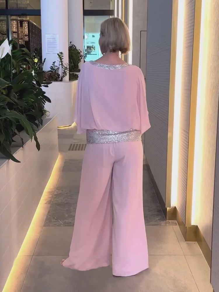 Sequined Colorblock Elegant Two-Piece Set