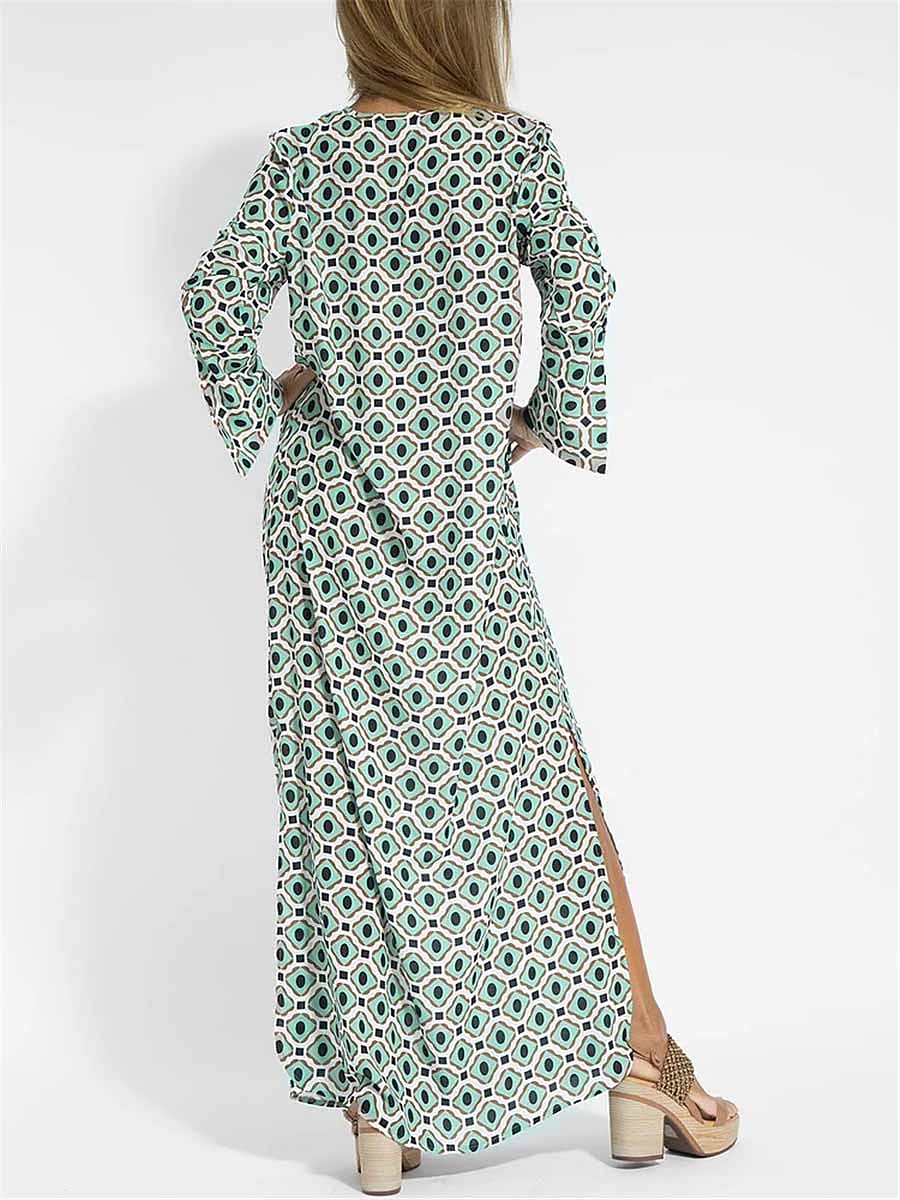Women's Casual Summer Spring Print Long Dress Fashion Streetwear Geometric Split Print Outdoor Daily Holiday Loose S M L XL XXL
