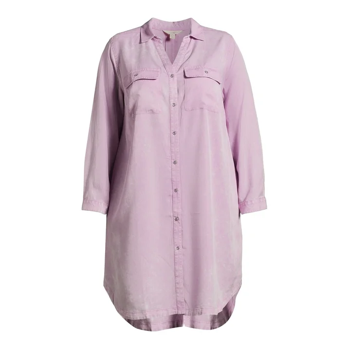 Women’s Plus Size Shirtdress with Long Sleeves