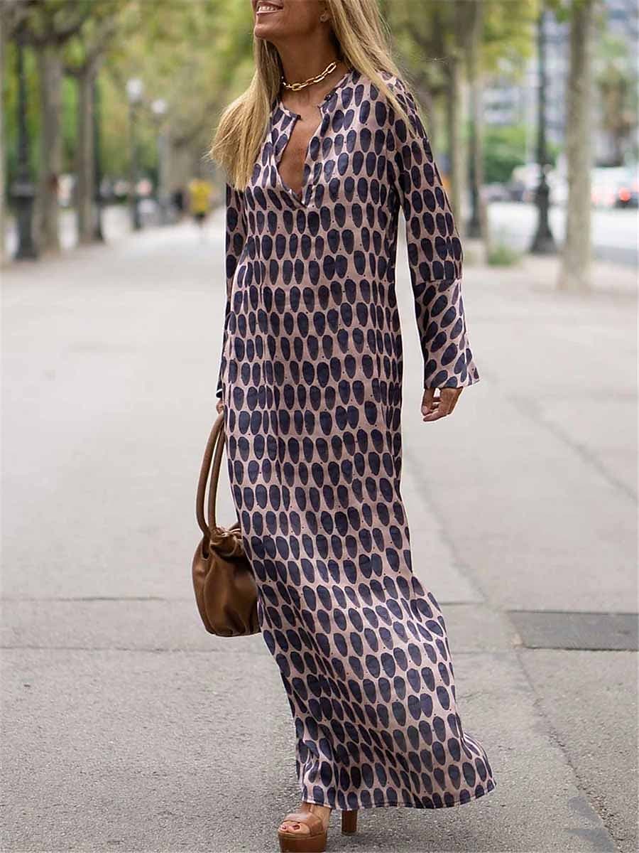 Women's Casual Summer Spring Print Long Dress Fashion Streetwear Geometric Split Print Outdoor Daily Holiday Loose S M L XL XXL