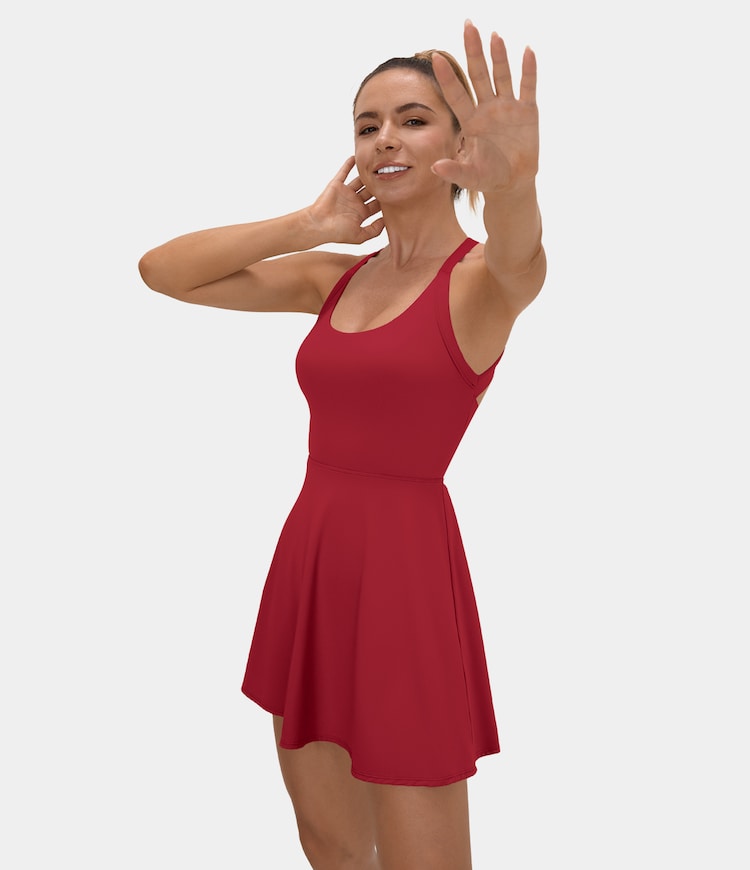 Backless Cut Out Twisted Side Pocket 2-in-1 Barre Ballet Dance Dress