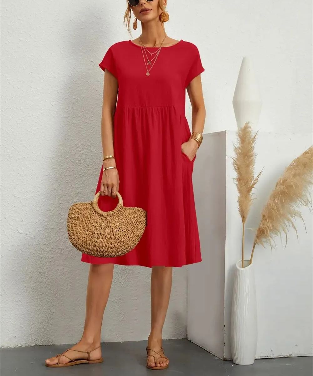 O-NECK CASUAL SUMMER LOOSE FIT DRESS